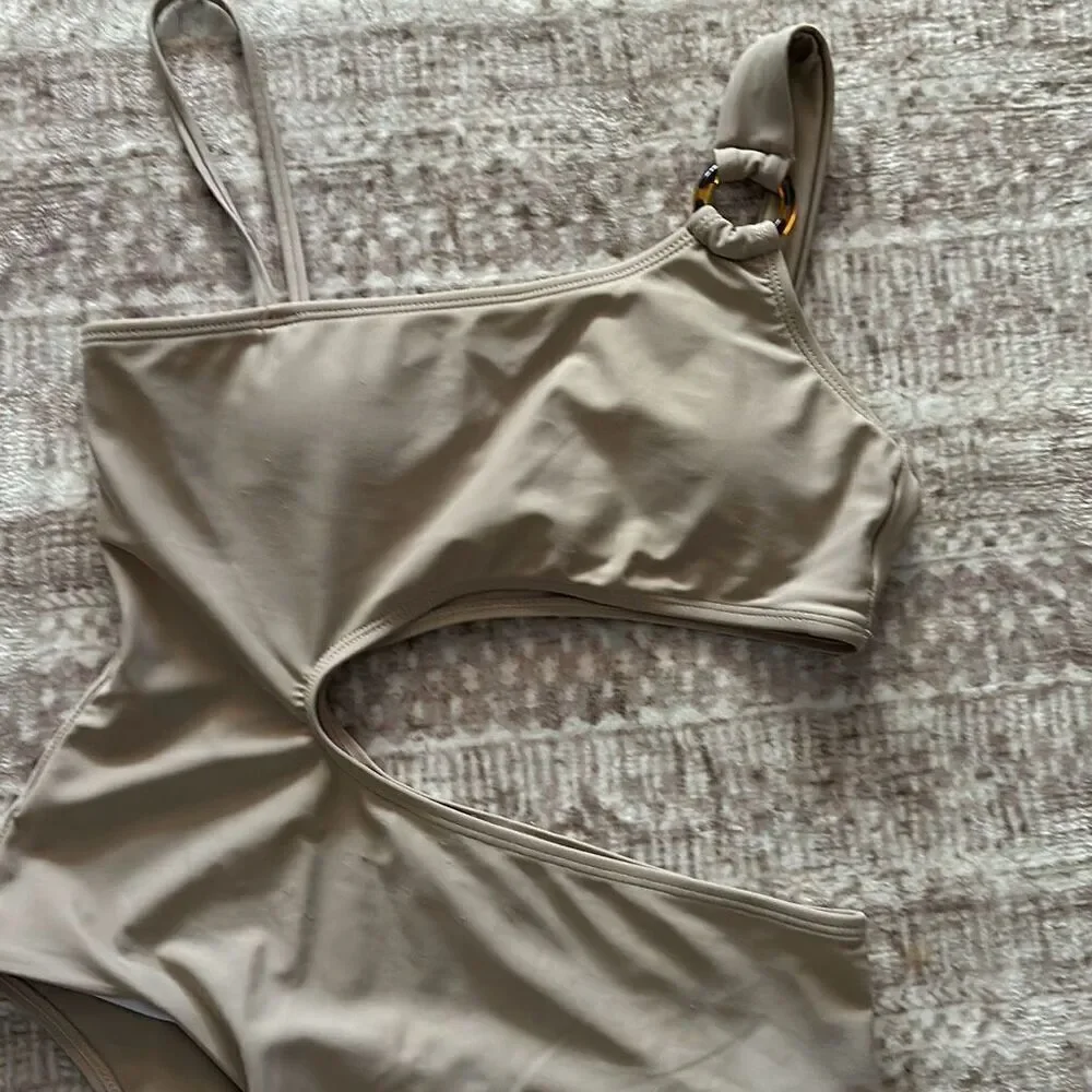 SHEIN Size small light brown tan one piece swimsuit